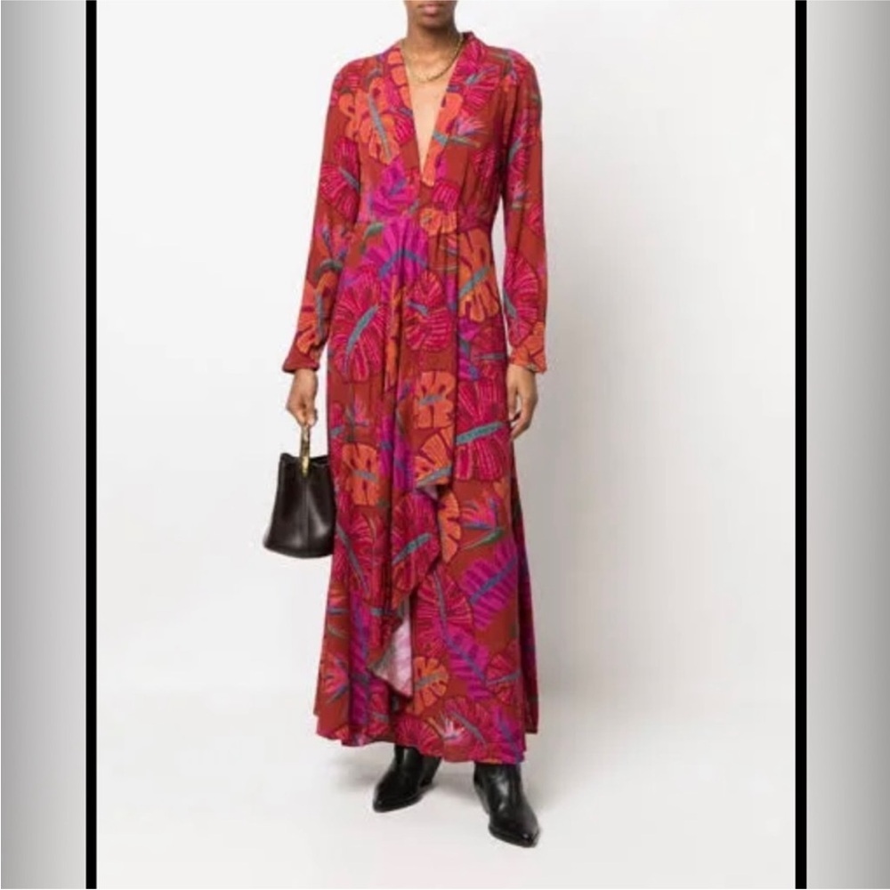 Beautiful farm rio dress Red Delicate Leaves Dress,